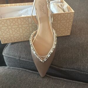 Nude jeweled sling backs- flats- great wedding shoes